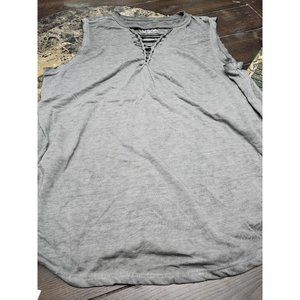 Gold Rush Flowy Gray Sleeveless Blouse Shirt Women's 1X XL Tank Top